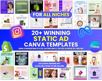 20+ erfolgreiche Static Ads Canva Vorlagen, Image Ads Creative Vorlage, E-Kommerz-Ads, Facebook Ads Vorlagen, Ads Canva Template, Meta Ads