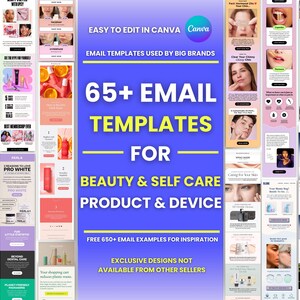 65+ Canva Email Templates for Beauty and Self Care Product Device Email Campaign Newsletter Email Marketing Klaviyo and Mailchimp Templates