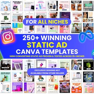250+ Winning Static Ads Canva Templates, Image Ad Creatives Template, Ecommerce Ad, Facebook Ad Templates, Ad Canva Template, Meta Ads, PLR