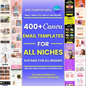 400+ Canva Email Templates for All Niches Ecommerce Brands Email Campaign Newsletter Email Marketing Klaviyo and Mailchimp Canva Templates