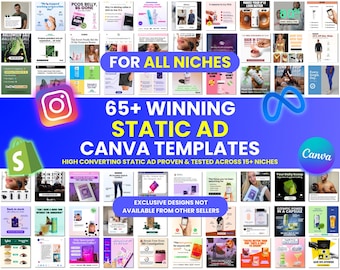 65+ Gewinnende Static Ads Canva Vorlagen, Image Ads Creatives Vorlage, E-Handel-Ads, Facebook Ads Vorlagen, Ads Canva Template, Meta Ads