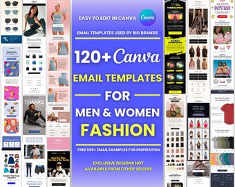 120+ Canva Email Templates for Men & Women Fashion Clothing Brand Email Campaign Newsletter Email Marketing Klaviyo and Mailchimp Templates