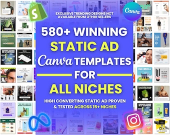 580+ winnende statische advertentiescanvasjablonen, sjabloon voor beeldadvertentieadvertentiemateriaal, e-commerceadvertentie, Facebook-advertentiesjablonen, canva-advertentiesjabloon, metaadvertenties