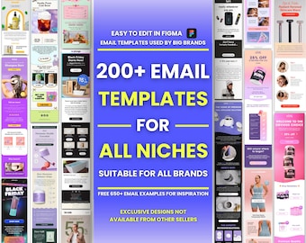 200+ Figma Email Templates for All Niches Ecommerce Brands Email Campaign Newsletter Email Marketing Klaviyo and Mailchimp Figma Templates