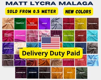 Carvico Malaga Matte Lycra – Italian 4-Way Stretch Fabric for Swimwear, Sportswear, Leotards | Chlorine Resistant – Sold by 0.5 meter