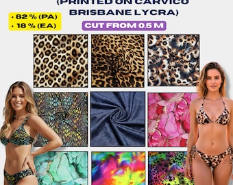 Printed Fabrics – Printed on Carvico Brisbane Lycra – Animal & Trend Prints – Sold from 0.5 m