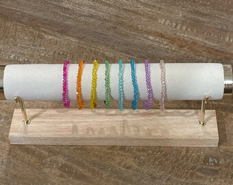 Crystal Rondelle Bead Translucent Bright Bracelets  (Single) Choose your color. Stretchy, Stackable.