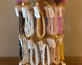 3-pack Crystal Rondelle Bead Bracelets Pre-Designed or Custom Designed Colors. Stretchy, Stackable.