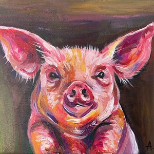 Pig acrylic, piggy, acrylic painting, original picture, animal, acrylic on canvas