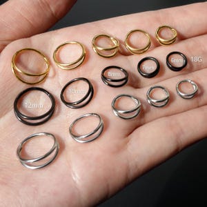 Surgical Steel 16g/18g Gold Double Helix Hoop Earring, Seamless Hinged Clicker Ear Piercing, Double Hoop Septum Ring, Minimalist Earrings