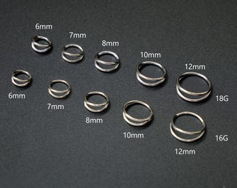 Anillo de nariz de doble aro de 16G y 18G, aretes, aro para cartílago, anillo Daith, joyería para trago, aro para hélix, aretes para lóbulo de oreja, acero inoxidable de grado quirúrgico