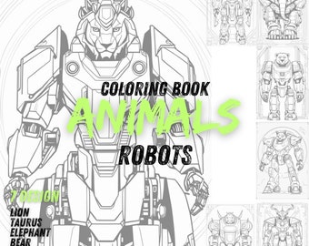 Animals Robots Digital Coloring Book PDF Download.