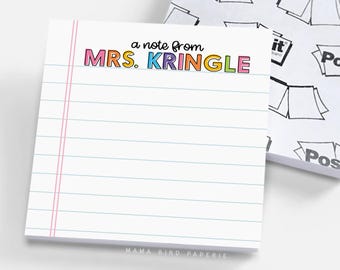 Personalized Teacher Post-it Notes: Custom Notebook Paper Sticky Notes