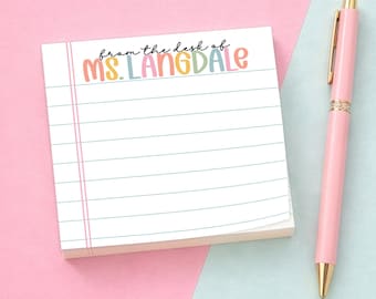 Personalized Teacher Post-it Notes: Custom Name Sticky Notes