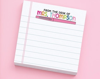 Personalized Teacher Post-it Notes: Custom Name Sticky Notes