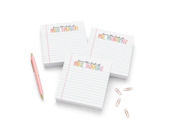 Personalized Square Notepads: Large Notepads for Teachers and more