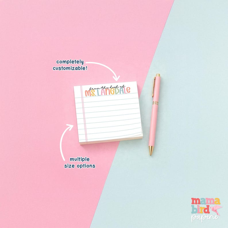 Personalized Teacher Post-it Notes: Custom Name Sticky Notes image 2