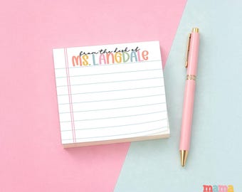 Personalized Teacher Post-it Notes: Custom Name Sticky Notes