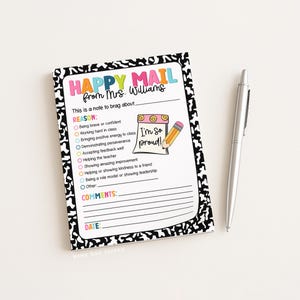 Teacher Brag Sheet Notepad: Happy Mail Notepad