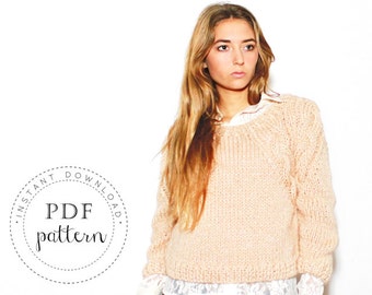 PDF pattern SOPHIE sweater trendy chunky round collar and cables