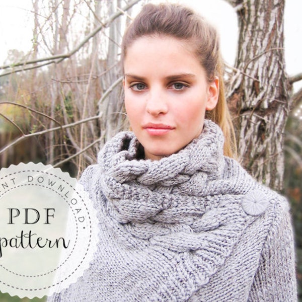 PDF pattern RIONA cardigan coat trendy chunky