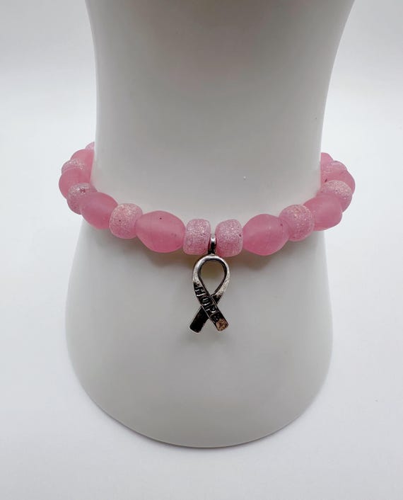 乳がん啓発ブレスレット レディース ハンドメイド ピンクリボン レザーブレスレット ガールズ ファイター 乳がんジュエリー ラインストーン 　並行輸入品