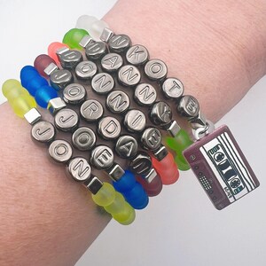 Set of 6 NKOTB stackable glass bead bracelets | size 7 inches (M) | mixtape charm