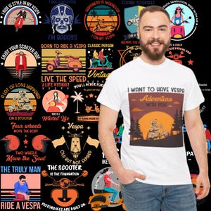 50 scooter t-shirt design bundle | AI, EPS, JPG, psd,svg,png | retro and modern scooter-themed graphics for scooter enthusiasts