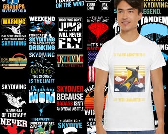 48 skydiving t-shirt design bundle | AI, EPS, JPG, psd,svg,png | adrenaline-fueled graphics and typography for skydiving enthusiasts