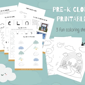 Cloud Unit Printables - Cloud themed Activities and Coloring Sheets for Kids