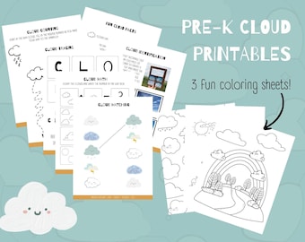 Cloud Unit Printables - Cloud themed Activities and Coloring Sheets for Kids