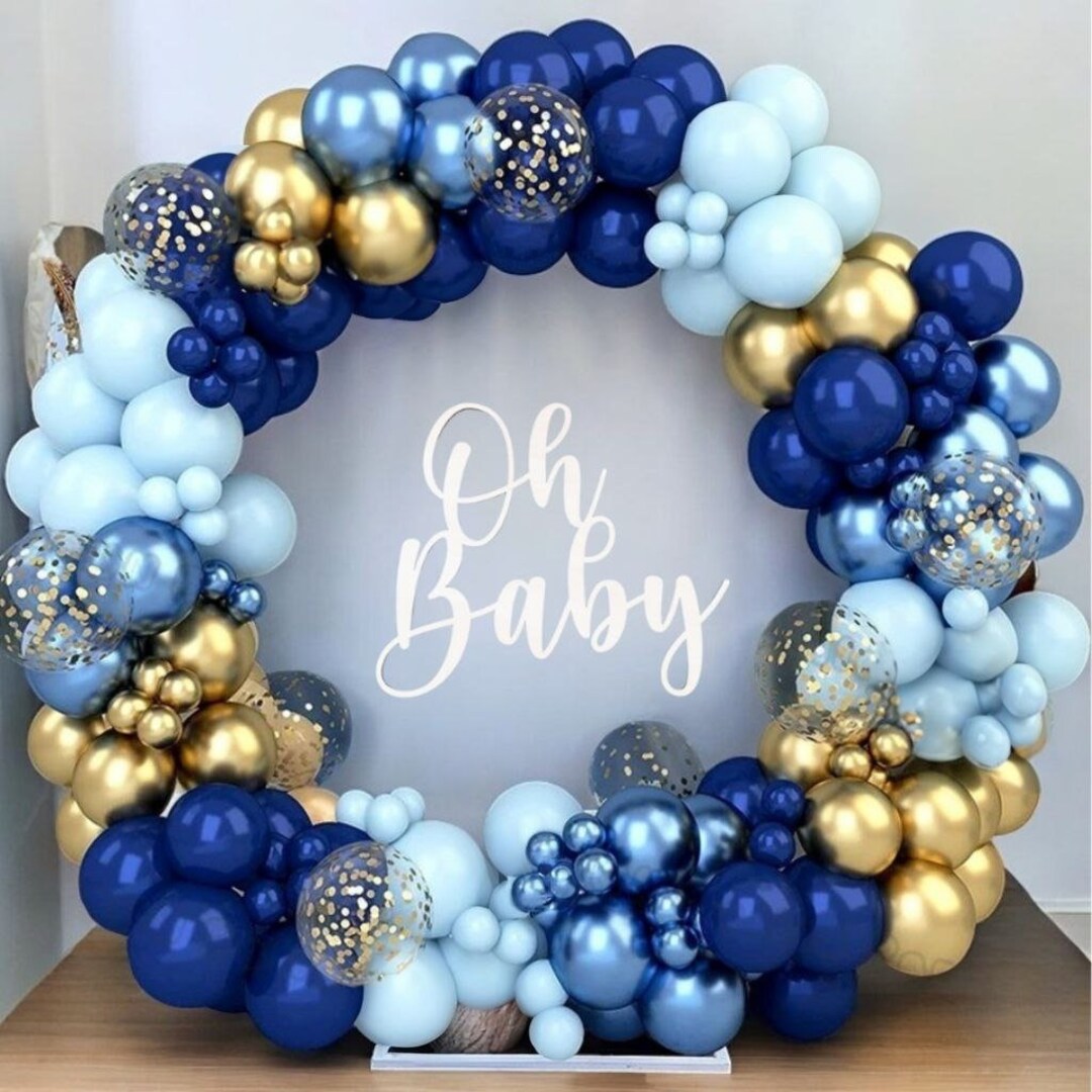 133pcs Navy Blue Sapphire Gold Metallic Confetti Balloon Garland Arch Kit Party