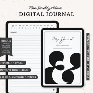 Set of 4 DAILY JOURNAL: Hyperlinked pages, Goodnotes and Notability Journal, Portrait Diary, Android Tablet, iPad diary, Digital Journal
