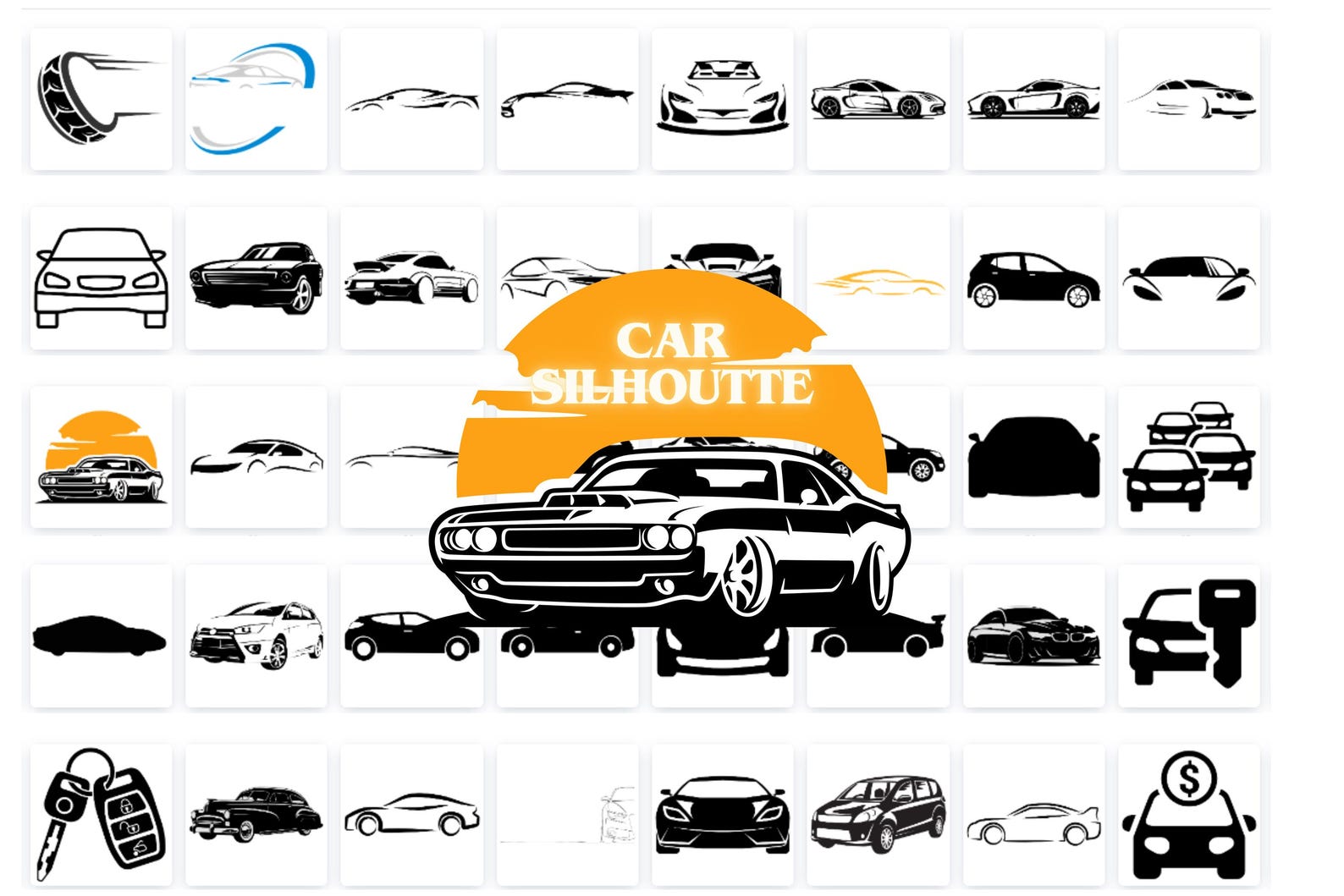 Car Silhouette PNG SVG Bundle, Vehicle Cut File Set, Digital Download ...