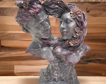 Abstract Lovers Statue: Hand-Painted Resin Sculpture