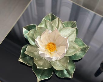 White Lotus Flower Sculpture: Polyester Table Decor (10.62'')