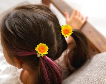 Daisy Hair Ties: Soft Elastics for Toddler Girls, Set of 8