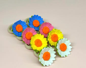 Daisy Hair Ties: Soft Elastics Baby Hair Bands - Set of 8