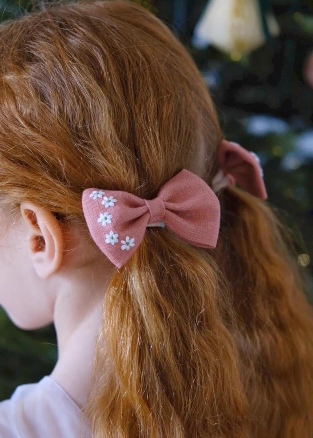 Embroidered Red Hair Bows, Handmade Floral Hair Bow With Elastic Tie — free download