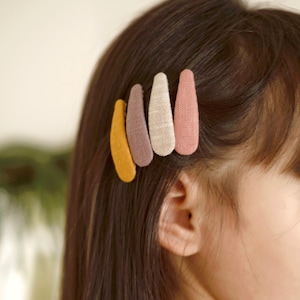 Linen Snap Hair Clips Set: Handmade Toddler Hair Accessories