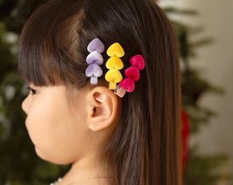 Velvet Heart Mini Hair Clips: Girls' Alligator Clips, Set of 2