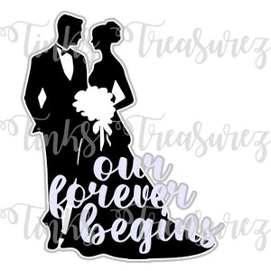 Hochzeit SVG, Cut-Datei, Braut und Bräutigam SVG, Scrapbook-Seiten, sterben geschnitten, Papier,unsere Ewigkeit fängt an, Scrapbook-Titel-Svg, TinksTreasurez