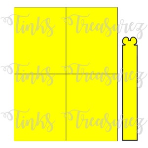 May include: A yellow printable template with a grid pattern and a separate yellow rectangle with rounded corners. The template is labeled "Tinks Treasures" in a light gray font.