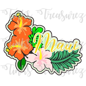 Titolo Maui SVG, Aloha, Clipart Hawaii, Isola SVG, Spiaggia SVG, Vacanza SVG, Viaggio, Titolo Album SVG, Tramonto Png, TinksTreasurez, Cricut