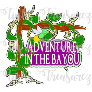 Digital SVG Die Cut, Vacation, Princess and Frog Svg, Scrapbook Title SVG, Adventure In The Bayou Ride, Lightning Bug, TinksTreasurez