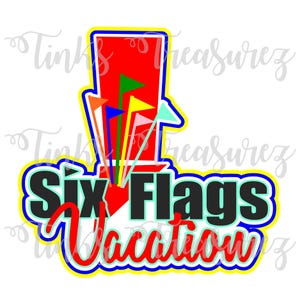 SVG digitaal gestanst, vakantie, bestand knippen, versiering, themapark SVG, Six Flags plakboek titel Svg, Magic Mountain SVG, TinksTreasurez