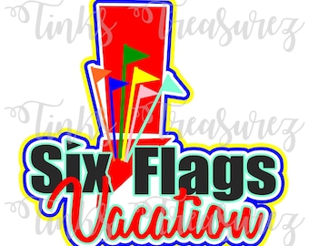 SVG Digital Die Cut, Vacanza, File di taglio, Abbellimento, Parco a tema SVG, Titolo album Six Flags SVG, Magic Mountain SVG, TinksTreasurez