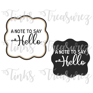 Una nota para saludar SVG, PNG, sentimiento para crear tarjetas, capas, marco elegante, manualidades con papel, imprimir y cortar Cricut, silueta, TinksTreasurez