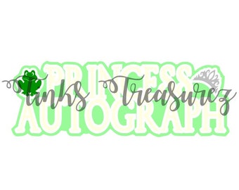 Découpage numérique SVG, vacances, princesse et grenouille titre SVG, fichier de coupe, personnage BONUS, fichier autographe inclus, TinksTreasurez