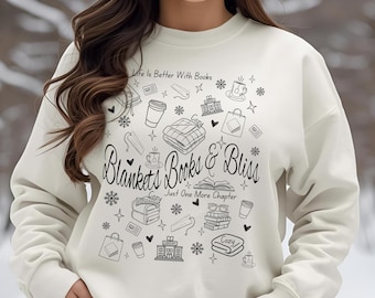 Blankets Books and Bliss Doodle PNG, Blankets Books and Coffee Hot Tea For Sublimation, Transparent Background Design, Hand Drawn Style, POD